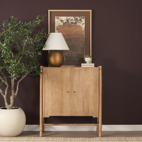 Phil Light Brown Wood 2 Door Bar Cabinet by Mercana at Eve Furniture