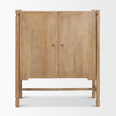 Phil Light Brown Wood 2 Door Bar Cabinet by Mercana at Eve Furniture