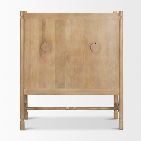 Phil Light Brown Wood 2 Door Bar Cabinet by Mercana at Eve Furniture