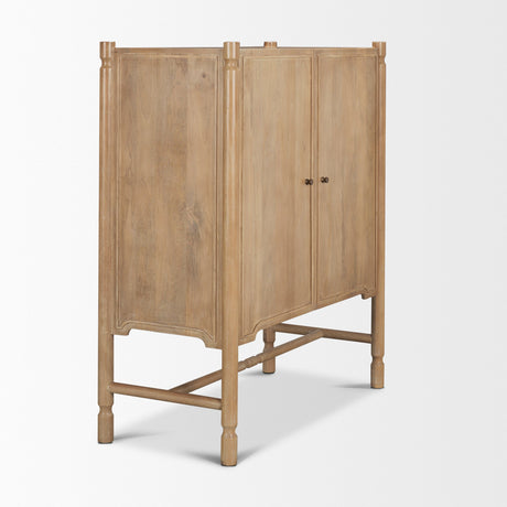 Phil Light Brown Wood 2 Door Bar Cabinet by Mercana at Eve Furniture
