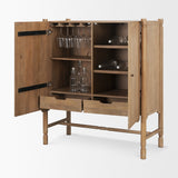 Phil Light Brown Wood 2 Door Bar Cabinet by Mercana at Eve Furniture