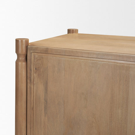 Phil Light Brown Wood 2 Door Bar Cabinet by Mercana at Eve Furniture