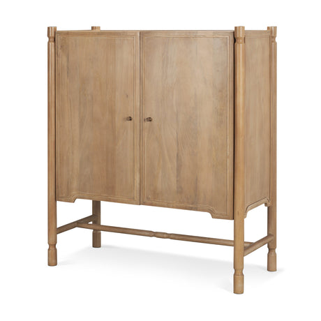 Phil Light Brown Wood 2 Door Bar Cabinet by Mercana at Eve Furniture
