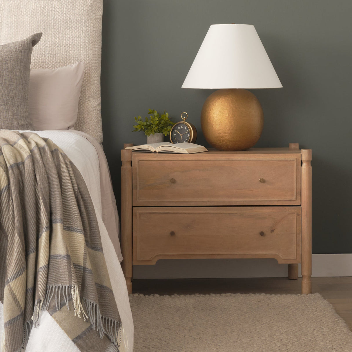 Phil Light Brown Wood 2 Drawer Accent Cabinet by Mercana at Eve Furniture