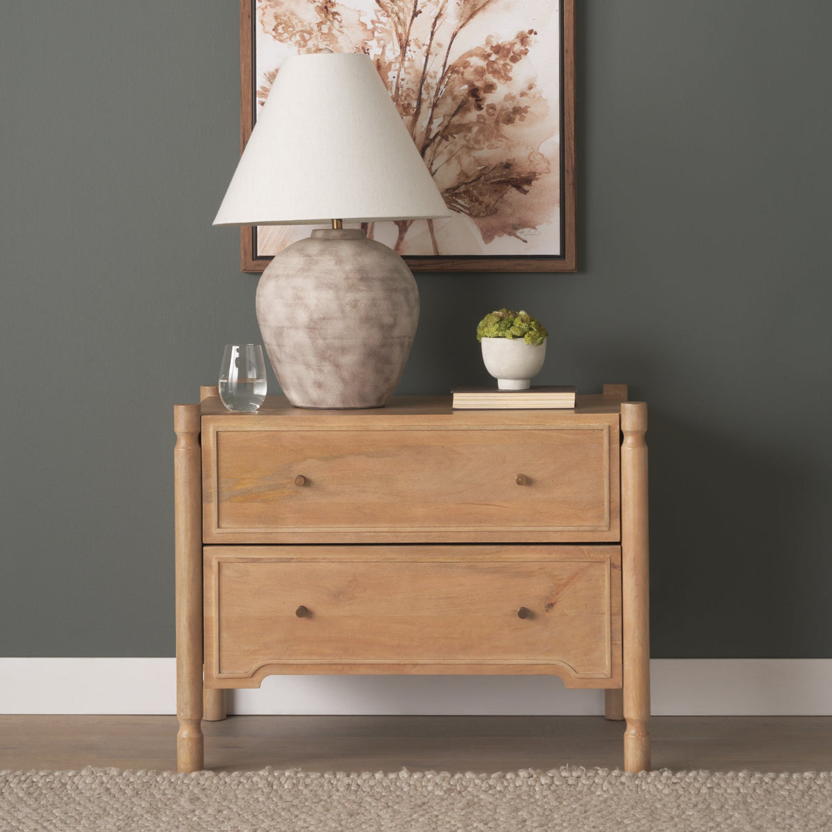 Phil Light Brown Wood 2 Drawer Accent Cabinet by Mercana at Eve Furniture