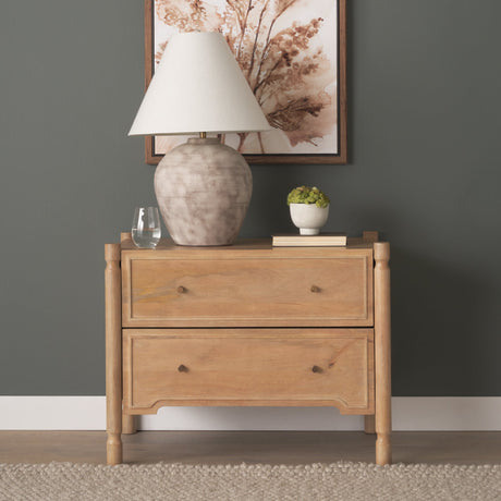Phil Light Brown Wood 2 Drawer Accent Cabinet by Mercana at Eve Furniture