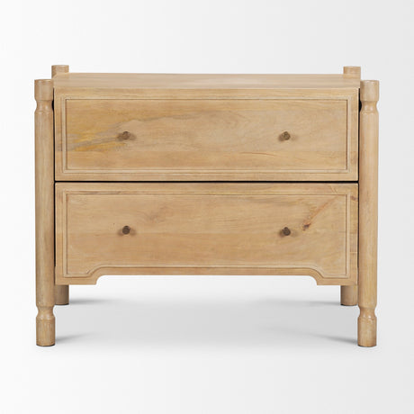Phil Light Brown Wood 2 Drawer Accent Cabinet by Mercana at Eve Furniture