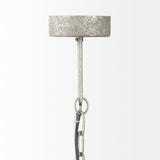 Phillum Silver Metal Chassis and White Wood Beaded Six Bulb Chandelier by Mercana at Eve Furniture