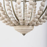 Phillum Silver Metal Chassis and White Wood Beaded Six Bulb Chandelier by Mercana at Eve Furniture