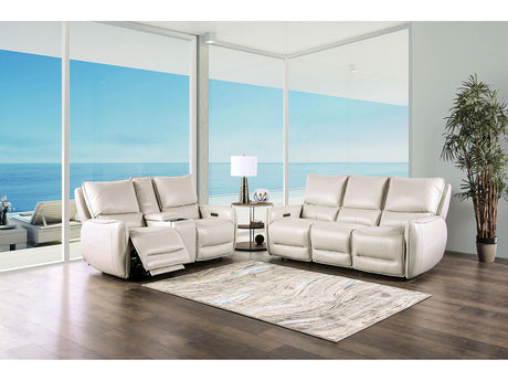 Phineas Beige Power Top Grain Leather Match Reclining Sofa & Loveseat by Furniture of America at Eve Furniture