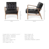 Phineas Black Leather W/ Brown Wooden Frame Accent Chair by Mercana at Eve Furniture