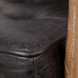 Phineas Black Leather W/ Brown Wooden Frame Accent Chair by Mercana at Eve Furniture
