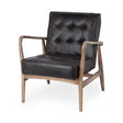 Phineas Black Leather W/ Brown Wooden Frame Accent Chair by Mercana at Eve Furniture