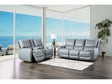 Phineas Pale Blue Top Grain Leather Match Power Reclining Sofa & Loveseat by Furniture of America at Eve Furniture