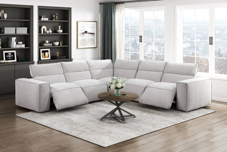 Phoebe Light Gray 5-Piece Modular Power Reclining Sectional by Homelegance at Eve Furniture