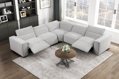 Phoebe Light Gray 5-Piece Modular Power Reclining Sectional by Homelegance at Eve Furniture