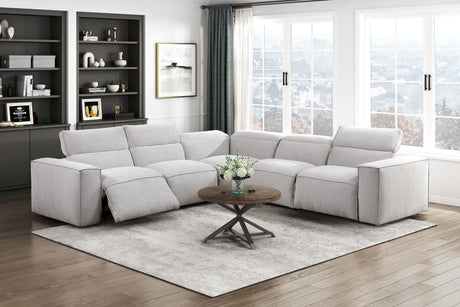 Phoebe Light Gray 5-Piece Modular Power Reclining Sectional by Homelegance at Eve Furniture