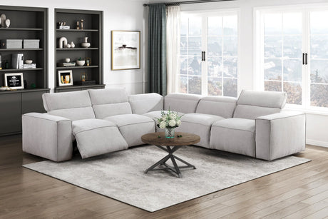Phoebe Light Gray 5-Piece Modular Power Reclining Sectional by Homelegance at Eve Furniture