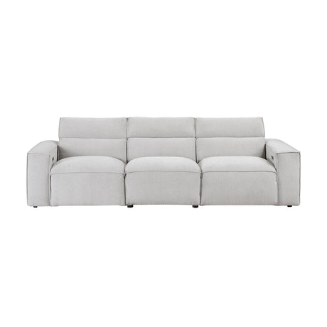 Phoebe Light Gray Power Double Reclining Sofa and Loveseat by Homelegance at Eve Furniture