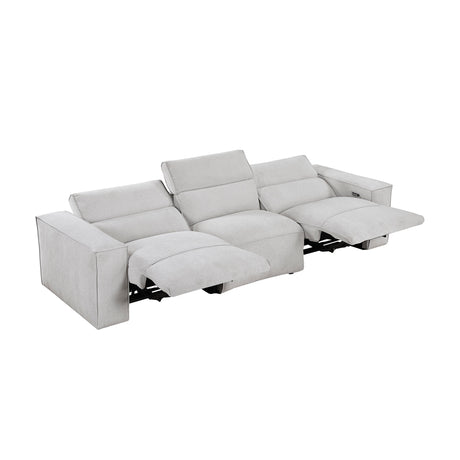 Phoebe Light Gray Power Double Reclining Sofa and Loveseat by Homelegance at Eve Furniture