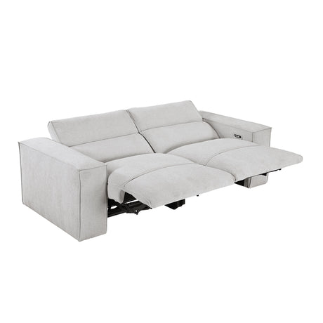 Phoebe Light Gray Power Double Reclining Loveseat with Power Headrests by Homelegance at Eve Furniture