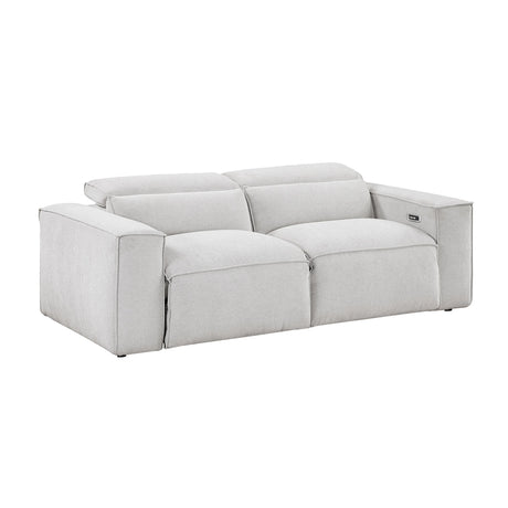 Phoebe Light Gray Power Double Reclining Loveseat with Power Headrests by Homelegance at Eve Furniture