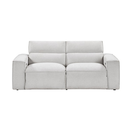 Phoebe Light Gray Power Double Reclining Loveseat with Power Headrests by Homelegance at Eve Furniture