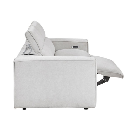 Phoebe Light Gray Power Double Reclining Loveseat with Power Headrests by Homelegance at Eve Furniture