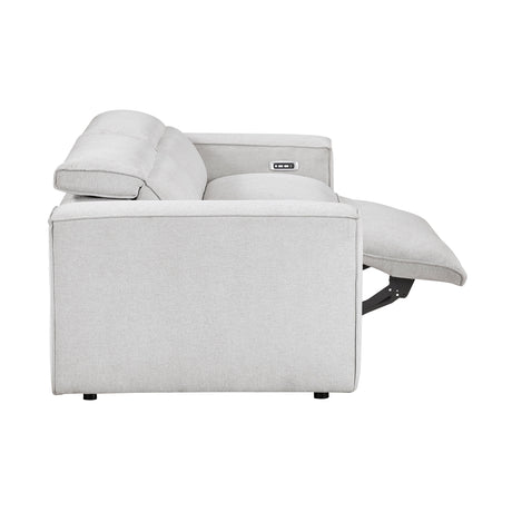 Phoebe Light Gray Power Double Reclining Loveseat with Power Headrests by Homelegance at Eve Furniture