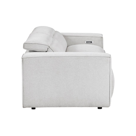 Phoebe Light Gray Power Double Reclining Loveseat with Power Headrests by Homelegance at Eve Furniture