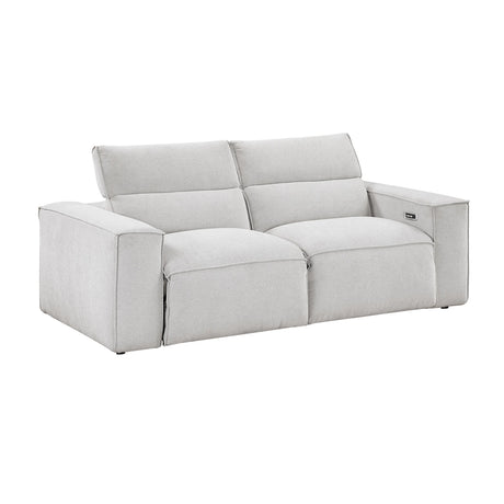 Phoebe Light Gray Power Double Reclining Loveseat with Power Headrests by Homelegance at Eve Furniture