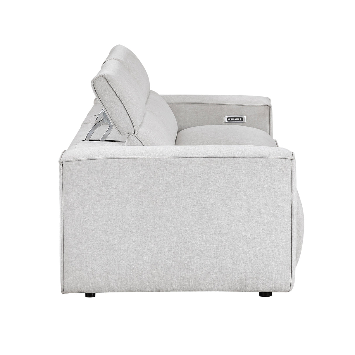 Phoebe Light Gray Power Double Reclining Loveseat with Power Headrests by Homelegance at Eve Furniture