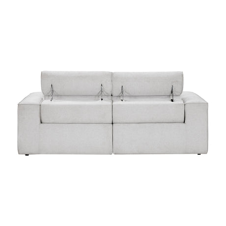 Phoebe Light Gray Power Double Reclining Loveseat with Power Headrests by Homelegance at Eve Furniture