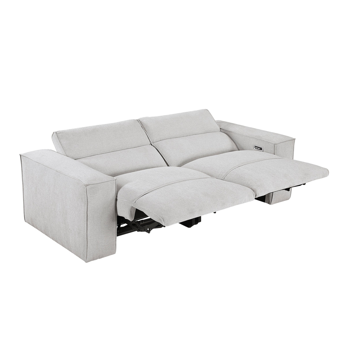 Phoebe Light Gray Power Double Reclining Loveseat with Power Headrests by Homelegance at Eve Furniture