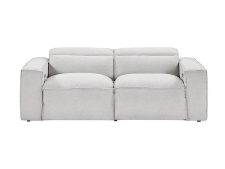 Phoebe Light Gray Power Double Reclining Loveseat with Power Headrests by Homelegance at Eve Furniture