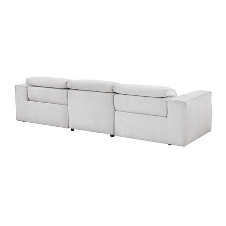 Phoebe Light Gray Power Double Reclining Sofa with Power Headrests by Homelegance at Eve Furniture