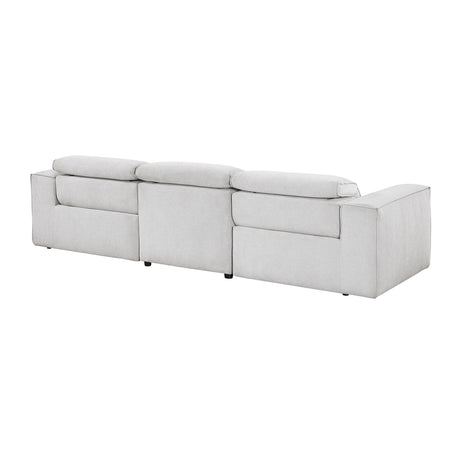 Phoebe Light Gray Power Double Reclining Sofa with Power Headrests by Homelegance at Eve Furniture