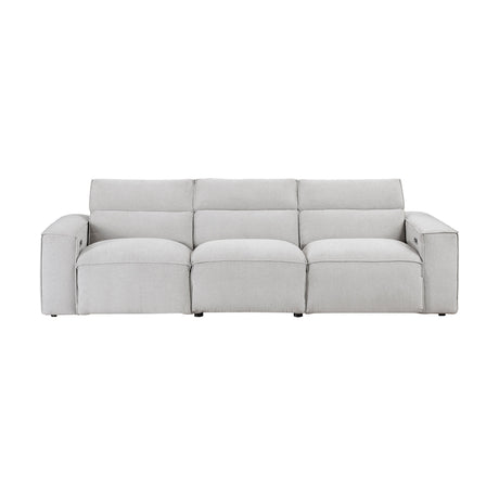 Phoebe Light Gray Power Double Reclining Sofa with Power Headrests by Homelegance at Eve Furniture
