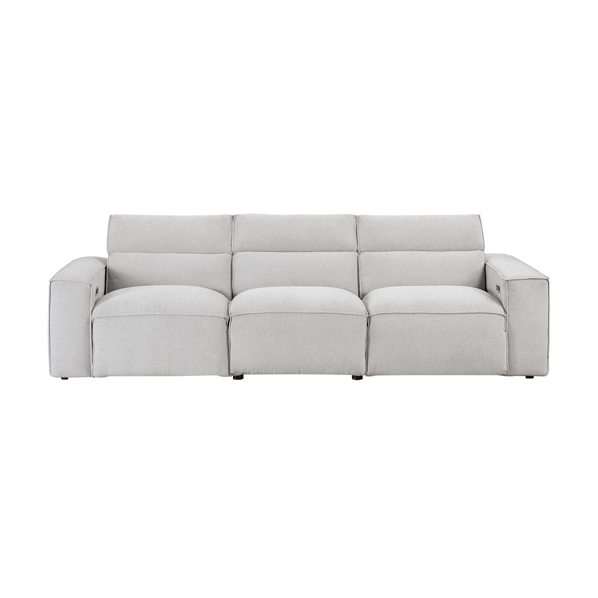 Phoebe Light Gray Power Double Reclining Sofa with Power Headrests by Homelegance at Eve Furniture