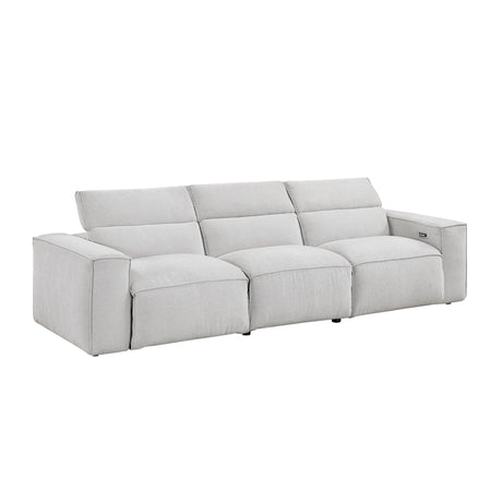 Phoebe Light Gray Power Double Reclining Sofa with Power Headrests by Homelegance at Eve Furniture