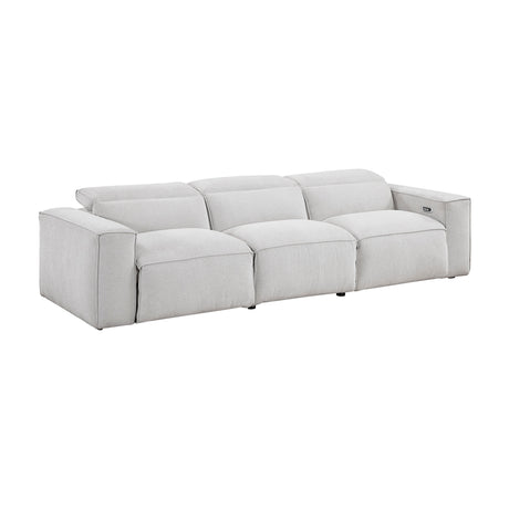 Phoebe Light Gray Power Double Reclining Sofa with Power Headrests by Homelegance at Eve Furniture