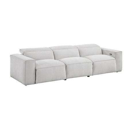 Phoebe Light Gray Power Reclining Sofa and Loveseat by Homelegance at Eve Furniture