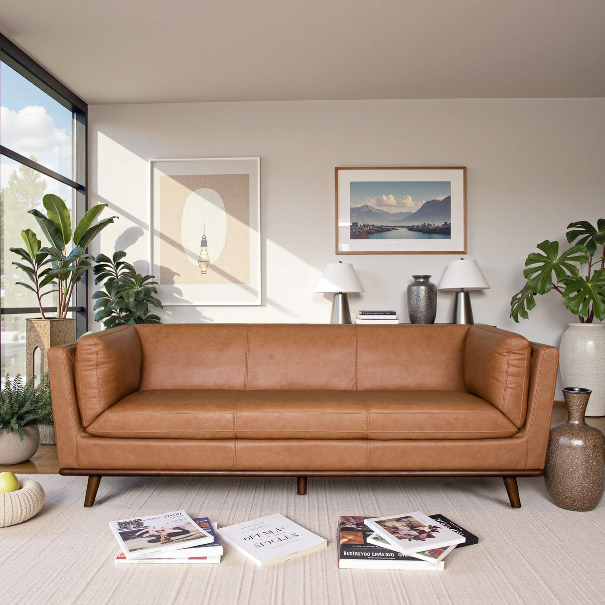 Phoenix Cognac Leather Sofa by Ashcroft Furniture at Eve Furniture