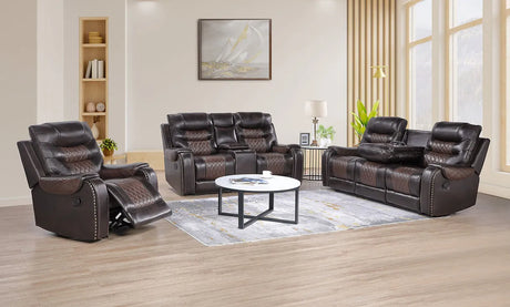 Phoenix II Brown 3-Piece Reclining Living Room Set by New Era Innovations at Eve Furniture