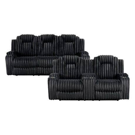 Phyllis Black Corduroy 2-Piece Reclining Living Room Set by Homelegance at Eve Furniture