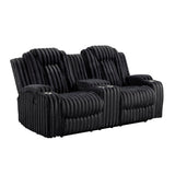 Phyllis Black Corduroy Double Reclining Loveseat with Center Console and Cup Holders by Homelegance at Eve Furniture