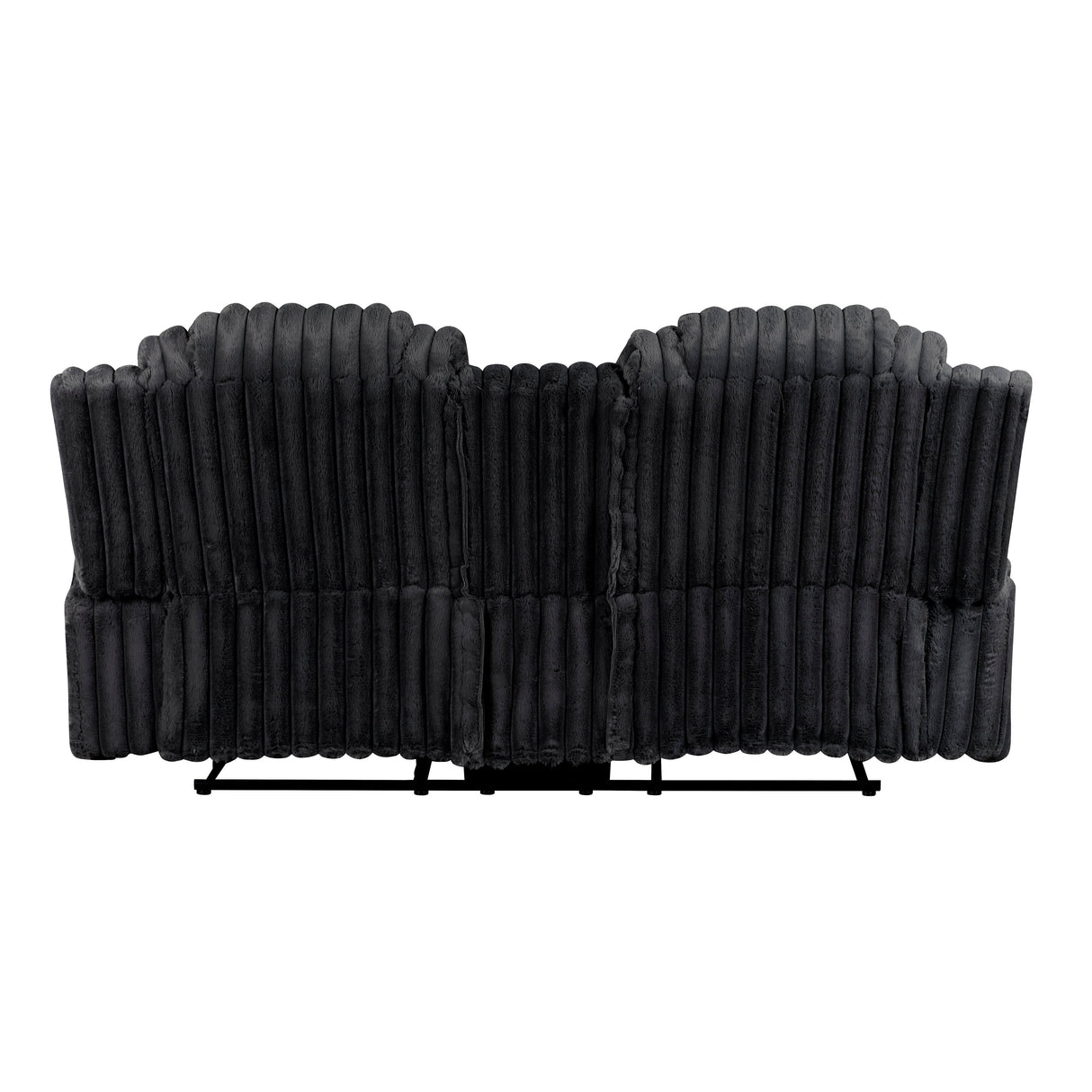 Phyllis Black Corduroy Double Reclining Loveseat with Center Console and Cup Holders by Homelegance at Eve Furniture