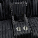 Phyllis Black Corduroy Double Reclining Loveseat with Center Console and Cup Holders by Homelegance at Eve Furniture