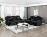 Phyllis Black Corduroy Double Reclining Loveseat with Center Console and Cup Holders by Homelegance at Eve Furniture