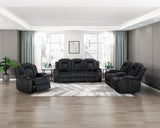 Phyllis Black Corduroy Double Reclining Loveseat with Center Console and Cup Holders by Homelegance at Eve Furniture